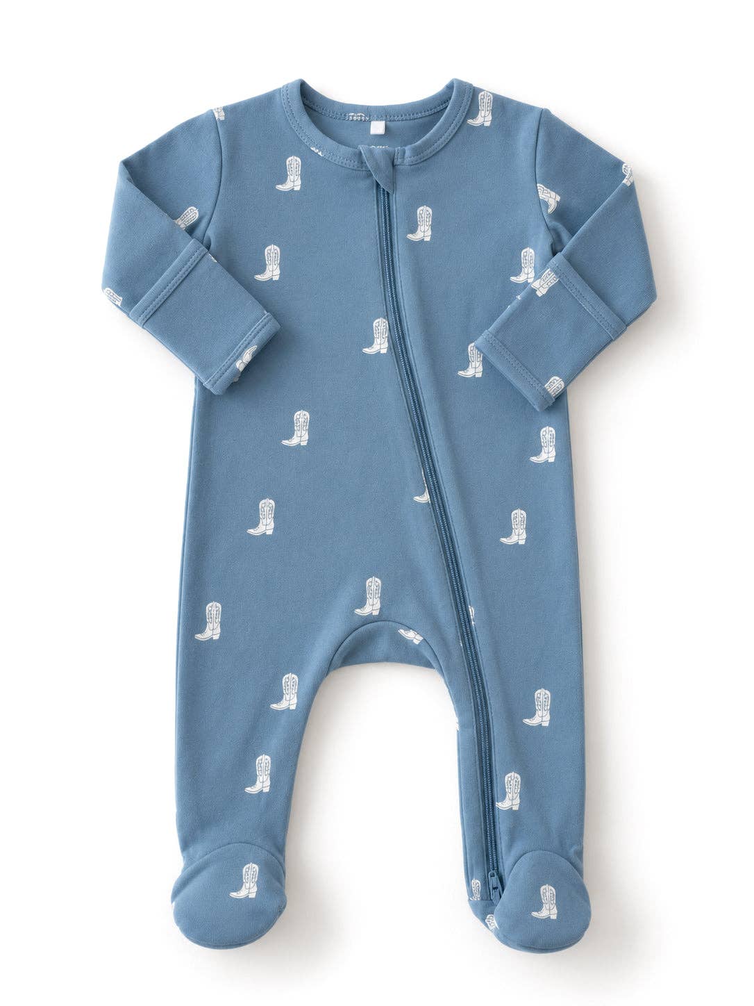 Cowboy Boots / Organic Cotton 2-Way Zip Footie
