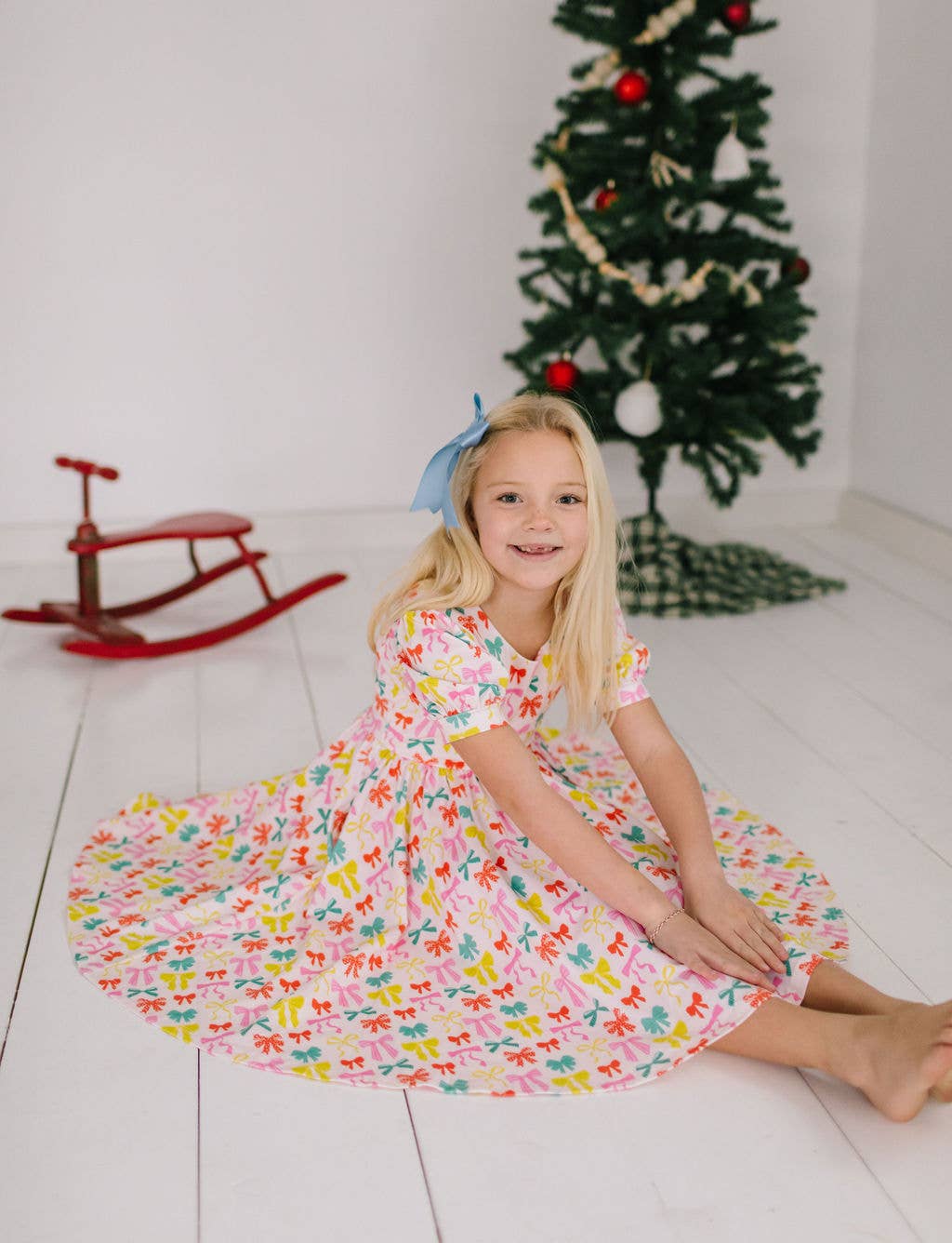 Puff Dress in Holiday Bows | Ollie Jay