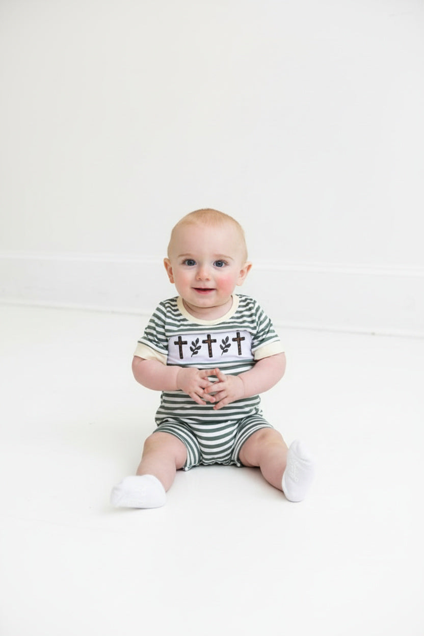 Three Wooden Crosses Boy Romper