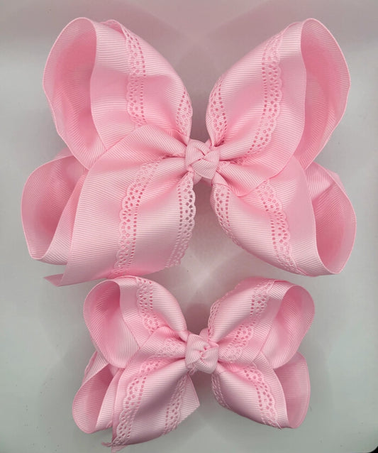 Pink Eyelet Bow 6"
