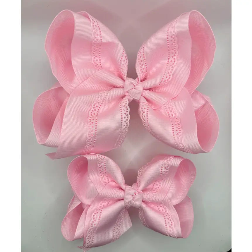 Pink Eyelet Bow 6"