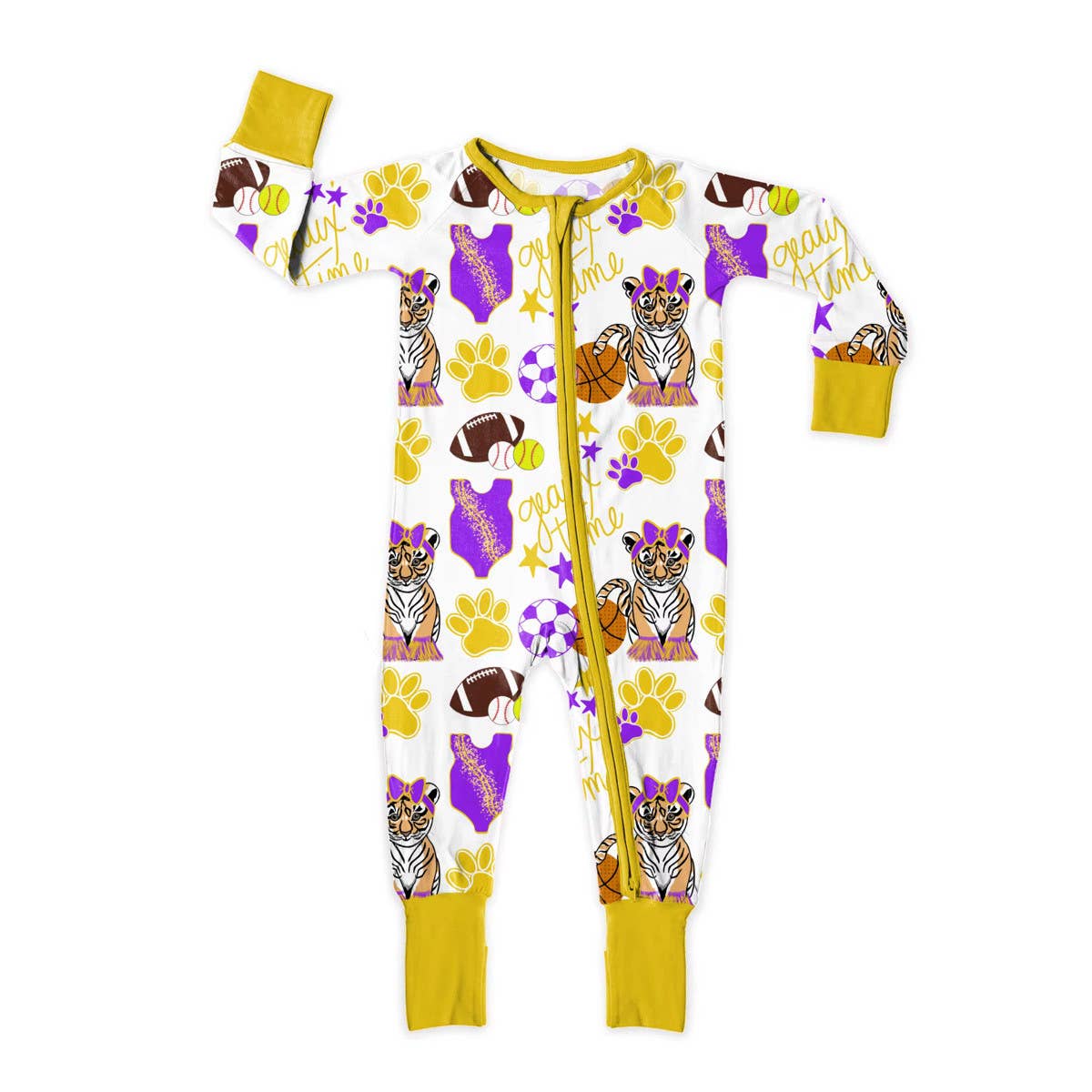 Geaux Time Girl Convertible Footie Romper : Bamboo Pajamas