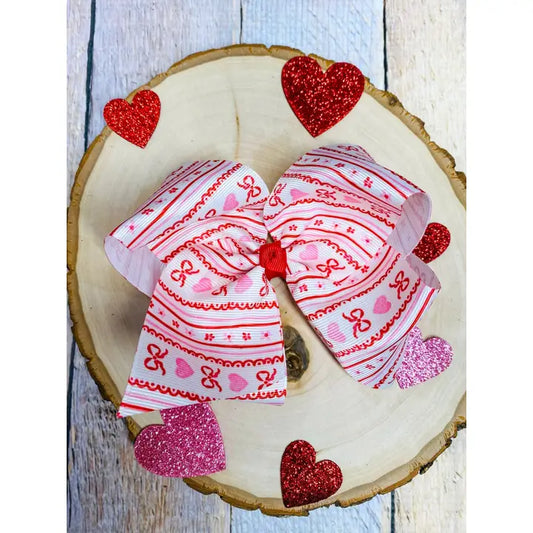 Hearts, Bows, & Stripes Hair Bow