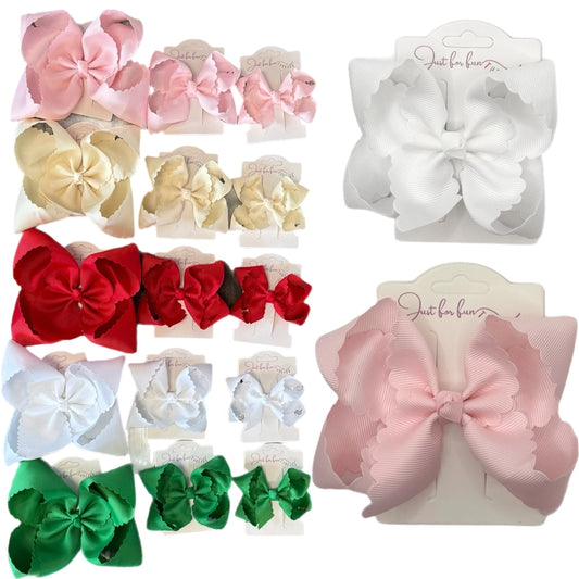 Scallop Edge Hair Bows 6"