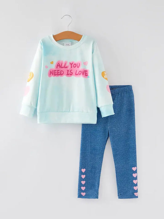 All You Need Is Love Print Girl Set