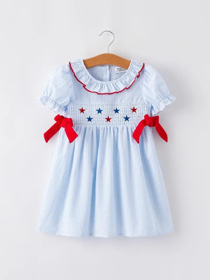 Red, White & Cute Embroidered Dress