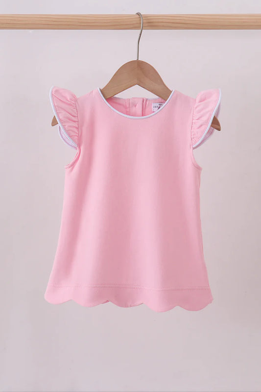 Pink Flutter Scallop Top