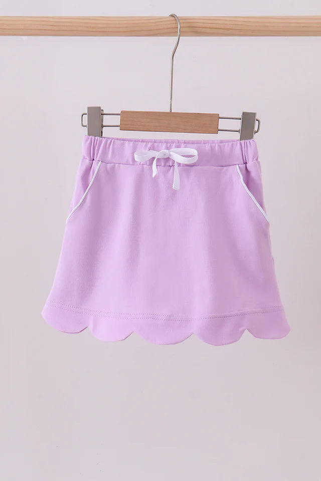 Purple Scallop Hem Bow Skort