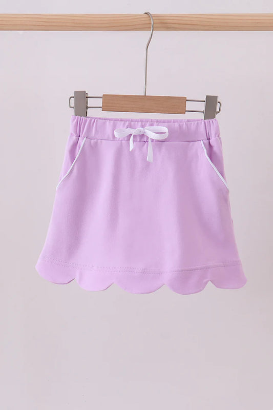 Purple Scallop Hem Bow Skort