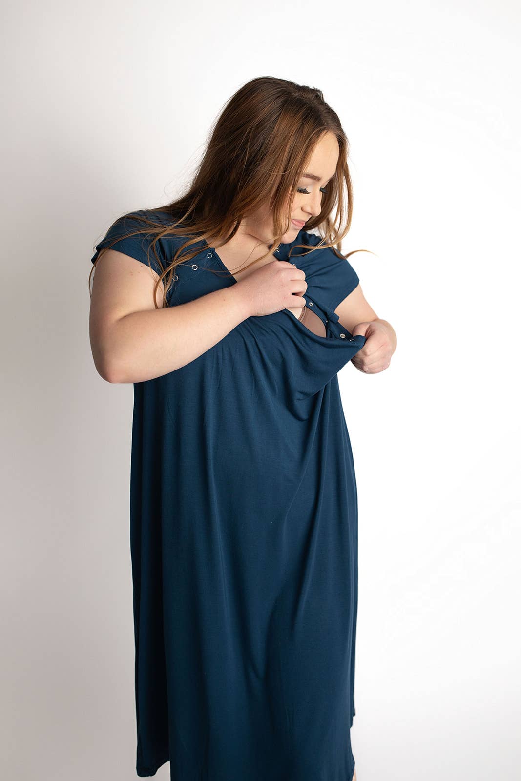 Navy Blue Maternity Mommy Labor and Delivery/ Nursing Gown