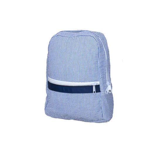 Navy Seersucker Small Backpack | Mint