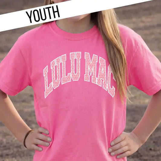 LULU MAC  Dot Neon Pink Youth Comfort Colors Tee