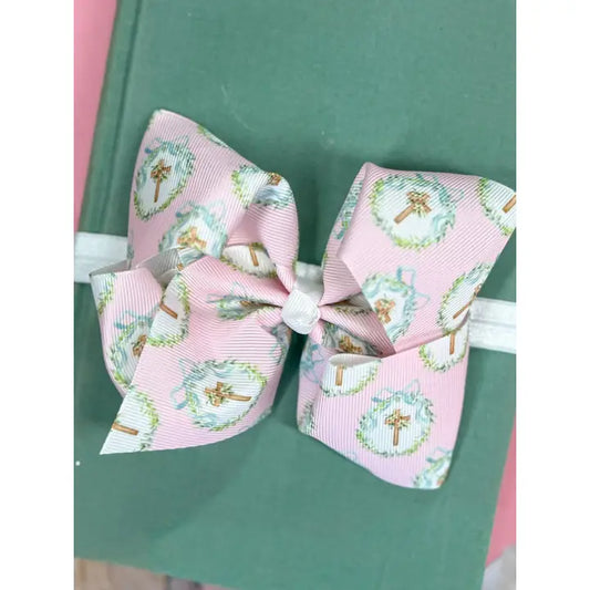 Easter Coquette Cross Wreath Printed Headband