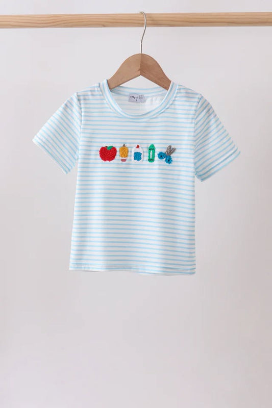 Blue School Apple French Boy Shirt