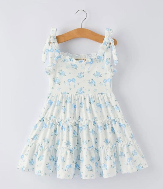 Blue Floral Strap Dress