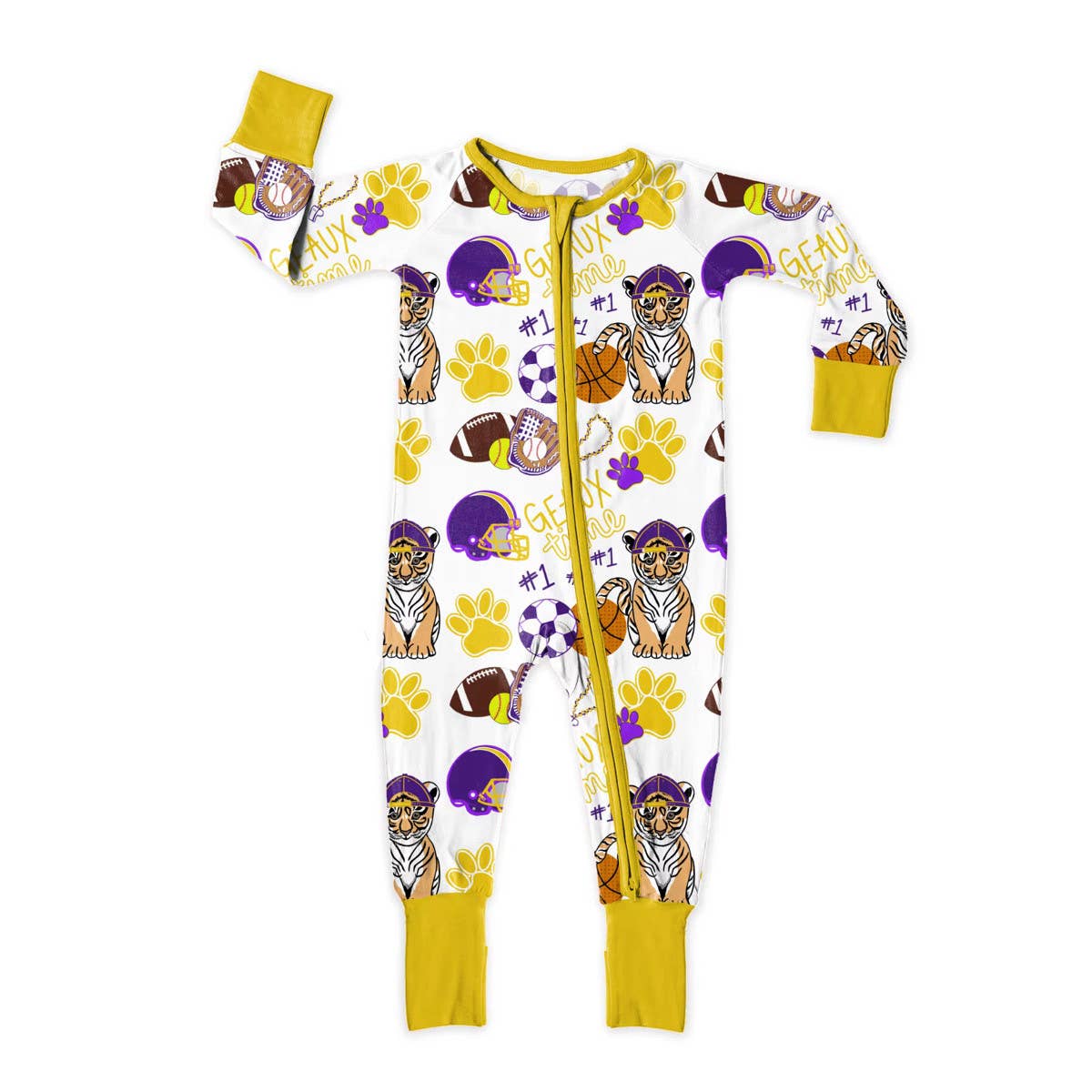 Geaux Time Convertible Footie Romper : Bamboo Pajamas