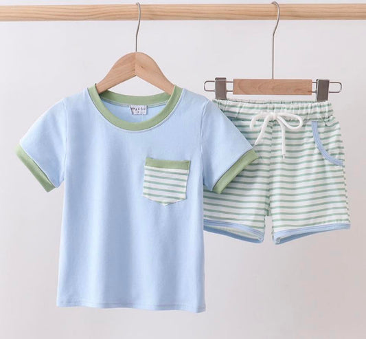 Blue Stripe Boy Set