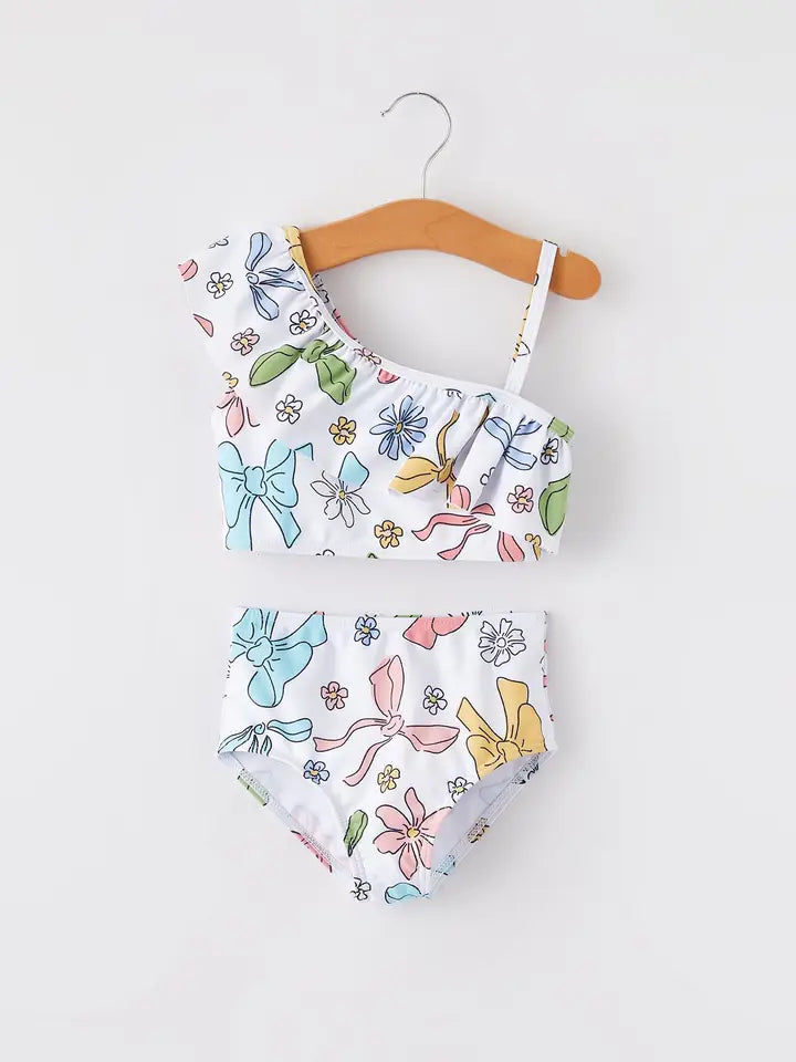 Daisy Bows One-Shoulder Swimsuit