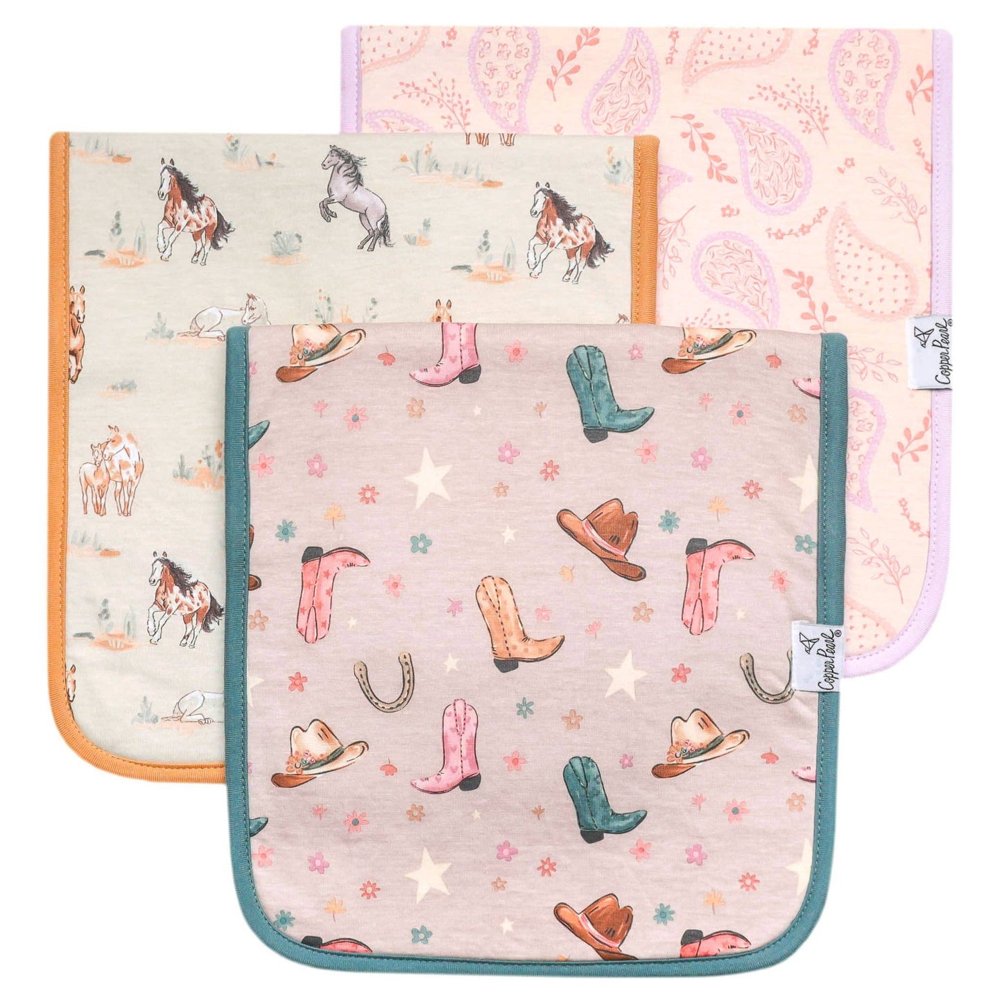 3 Pack Premium Burp Cloths - Cheyenne