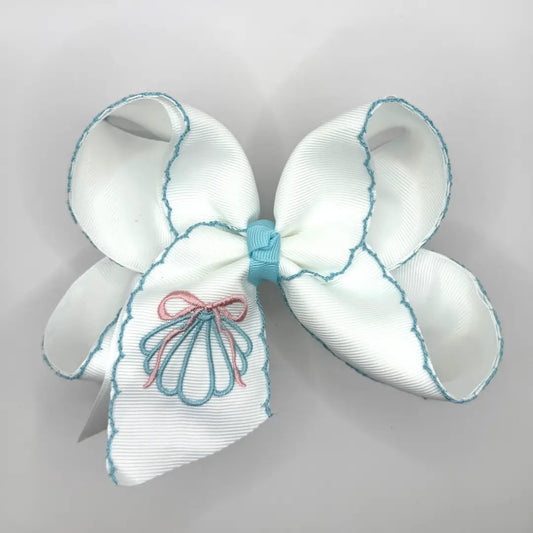 Blue Seashell Bow 5.5"
