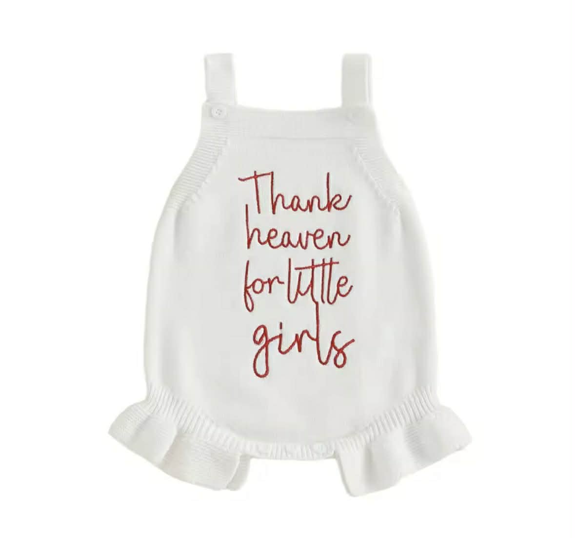 White Thank Heaven for Little Girls Romper