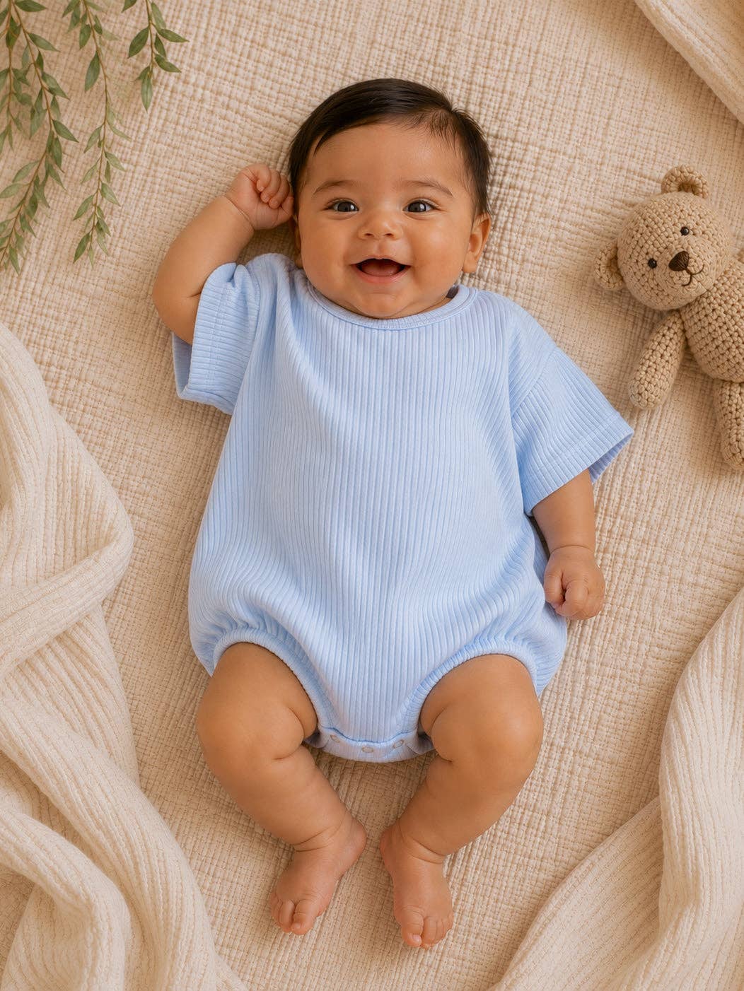 Baby Blue / Ribbed T-Shirt Bubble
