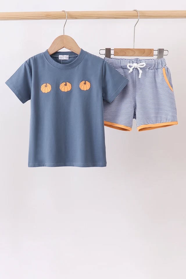 PRESALE: Teal pumpkin embroidery shorts set - ETA 8/26/26