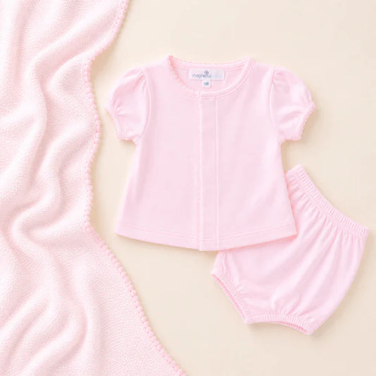 Solid Essentials Ruffle Diaper Cover Set - Pink