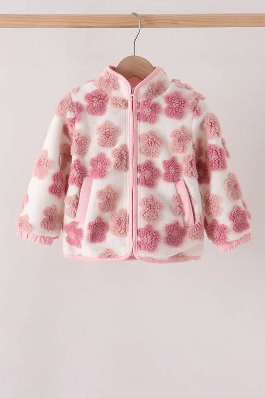 Blush Floral Print Fleece Jacket