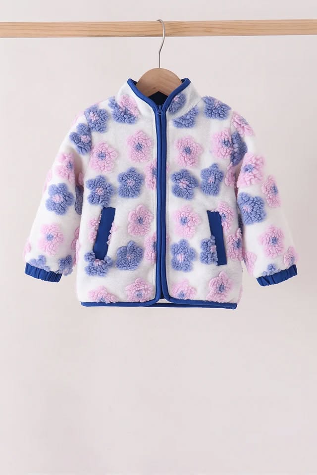 PREORDER: Blue Floral Fleece Jacket