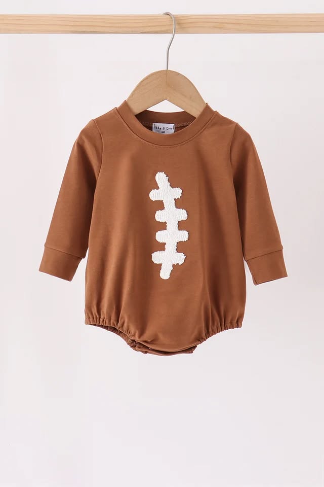 Brown Football Romper