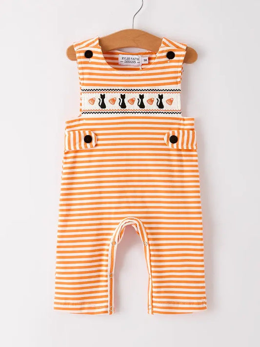 Black Cat Stripe Romper
