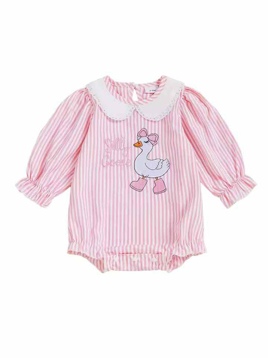 Silly Goose Pinstripe Romper