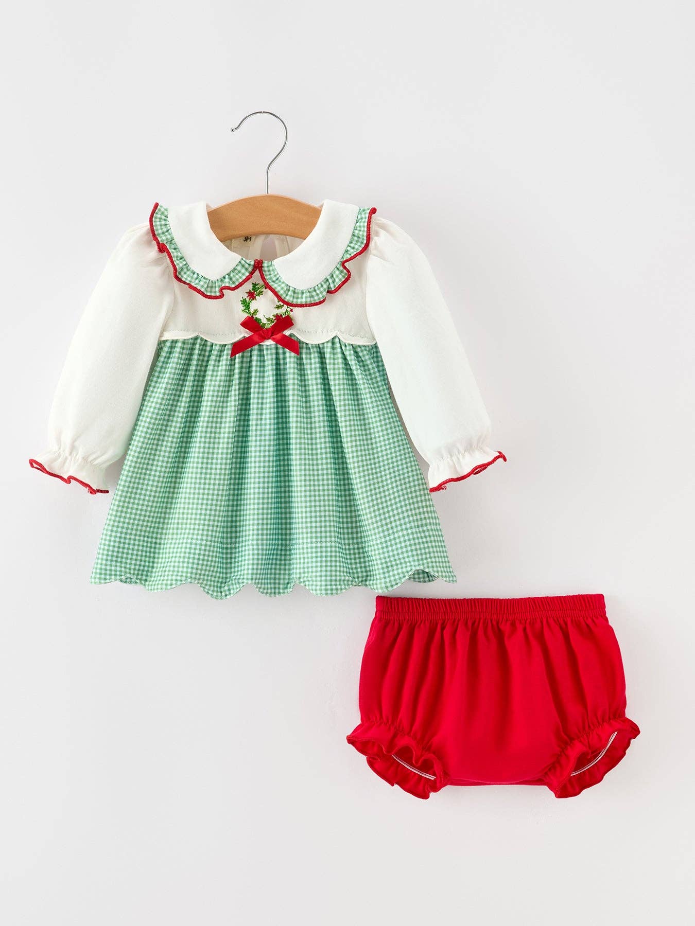 PREORDER: Mistletoe & Gingham Bloomer Set (ETA Early October)