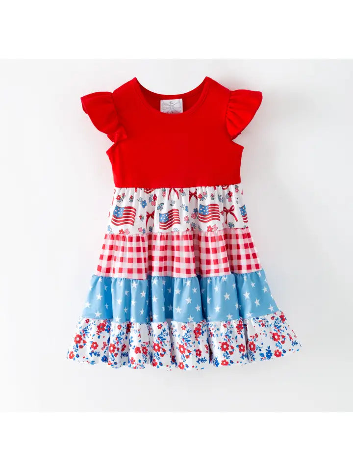 Patriotic Patchwork Tiered Dress