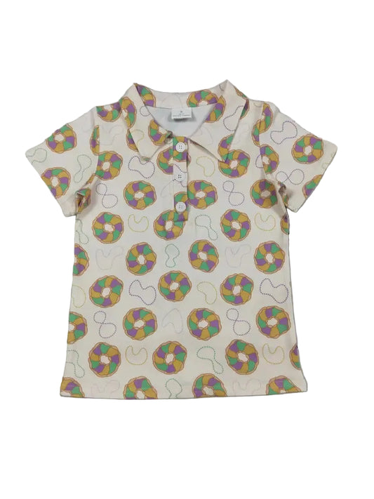King Cakes Printed Mardi Gras Collared Shirt