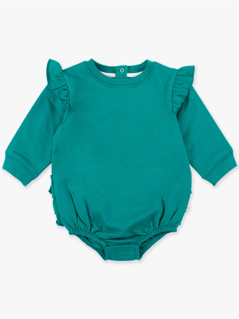Emerald Green Sweatshirt Bubble Romper