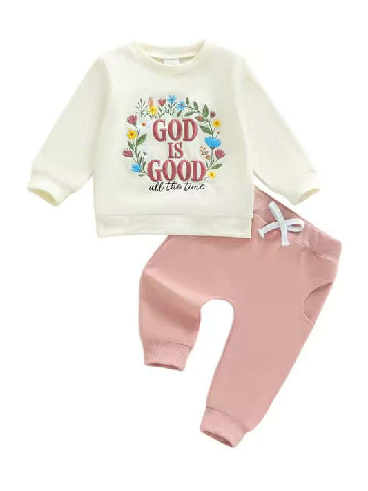 God is Good Embroidered Jogger Set