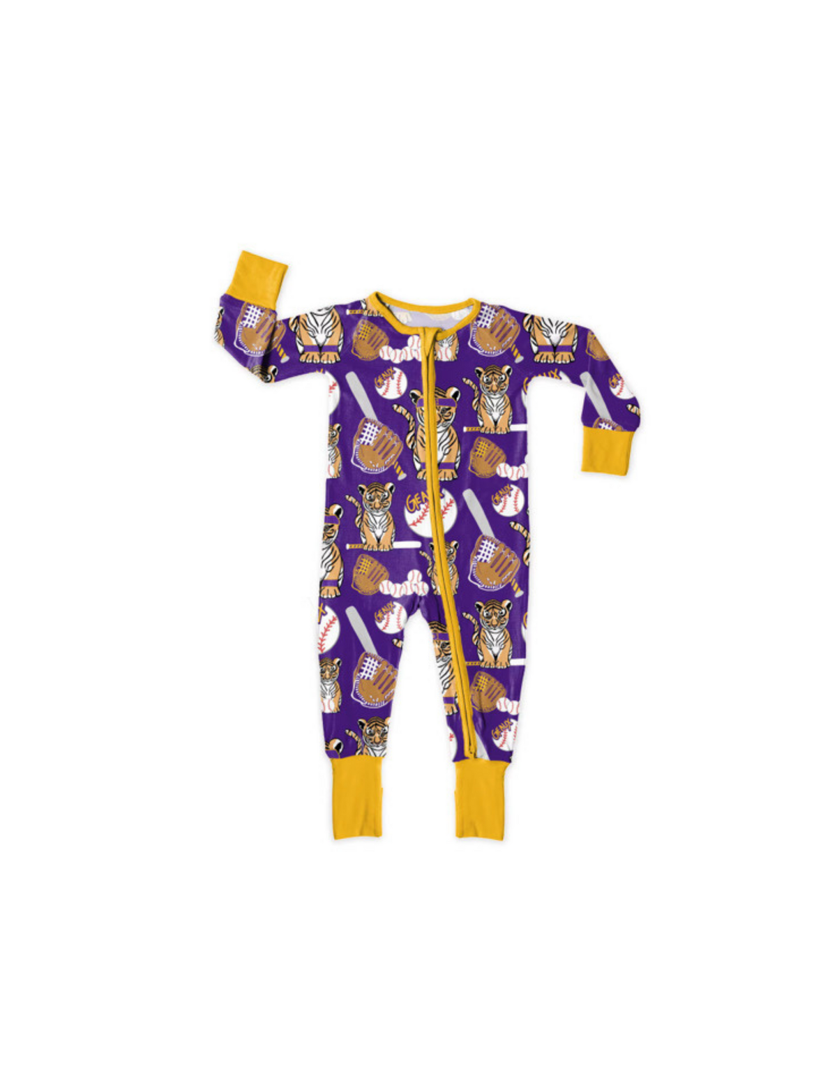 TINY TIGER HOME RUN BOY CONVERTIBLE FOOTIE BAMBOO ROMPER