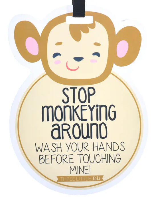 Monkey No Touching Car Seat and Stroller Tag