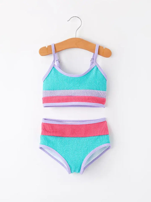 "Blue and Red Stripes" Kid's Swimsuit