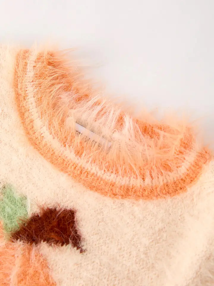 Fall Pumpkin Orange Girls Pullover Sweater (ETA: Mid July)