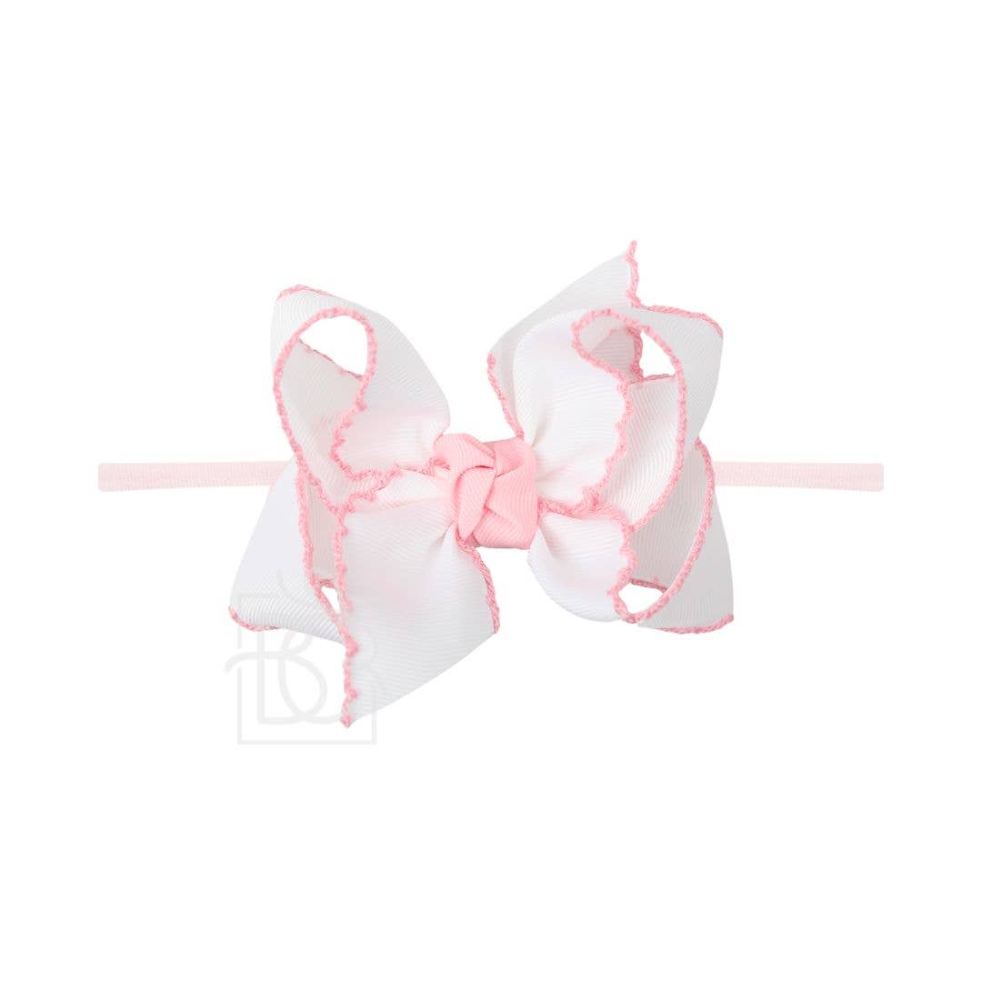 1/4"PANTYHOSE HEADBAND W/ CROCHET EDGE HAIR BOW