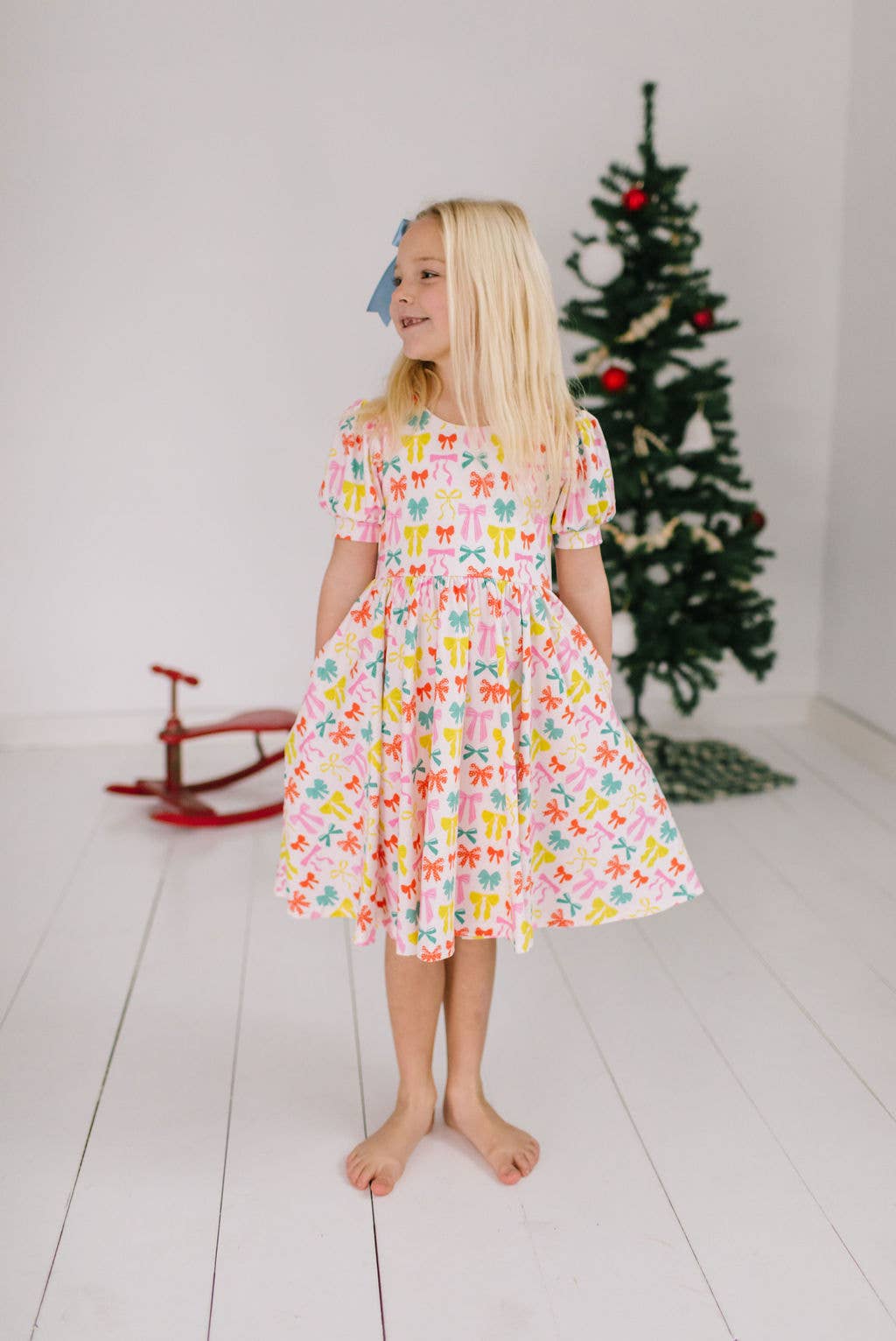 Puff Dress in Holiday Bows | Ollie Jay