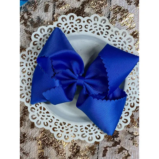 Oversize Scalloped Bows - Alligator Clip - 5.5"