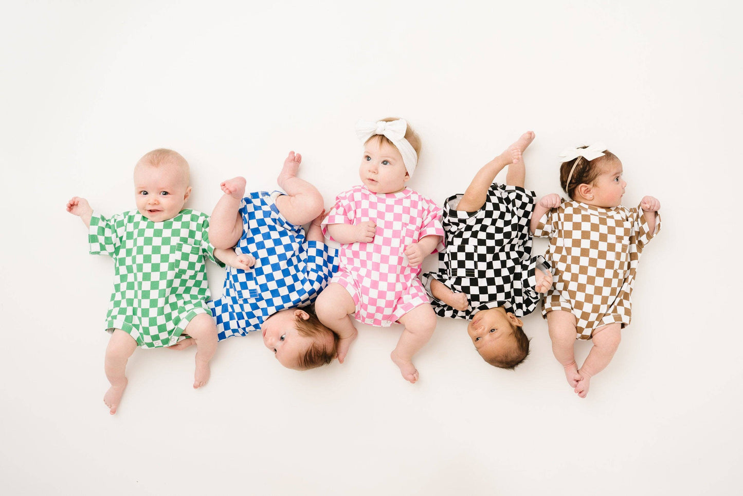Pink Checkered Pocket Romper