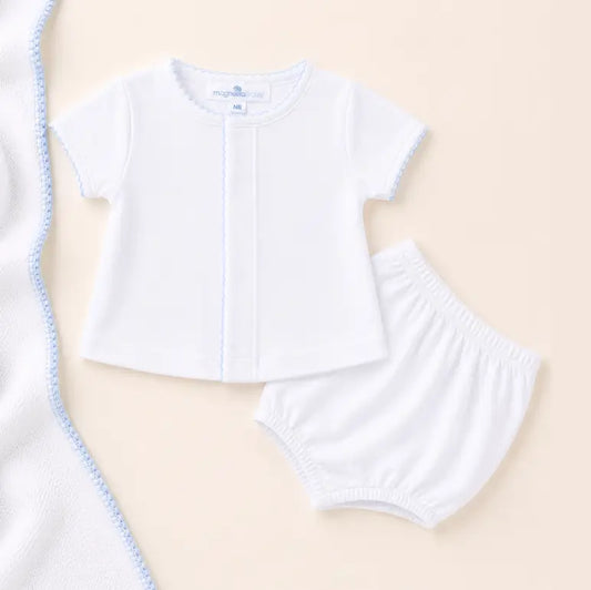 Solid Essentials Diaper Cover Set - White Light Blue