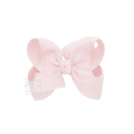 Light Pink Layered Organza/Grosgrain Bow On Clip 5.5"