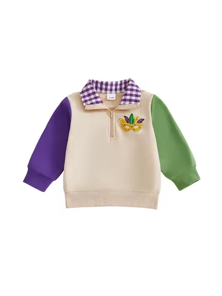 Partial Zip Mardi Gras Pullover