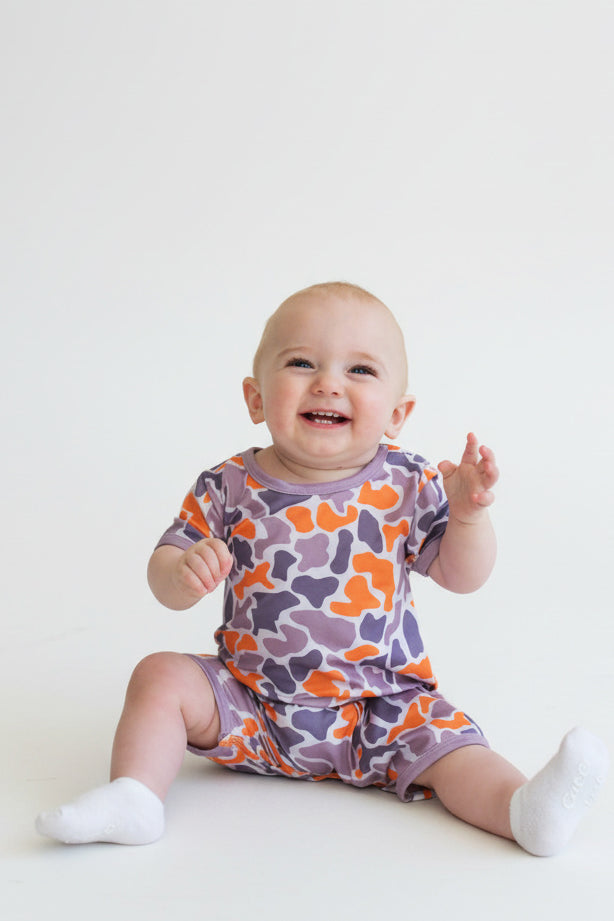 Orange Camo Boy Romper